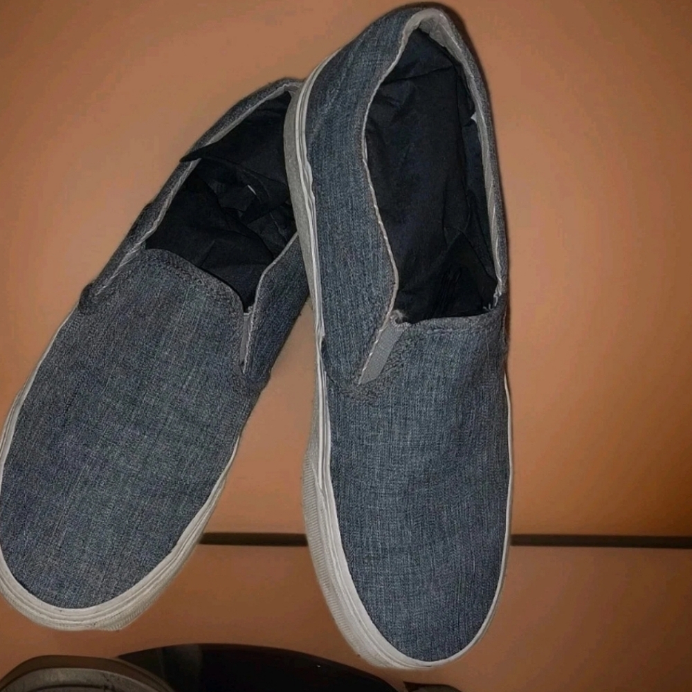 Vans Gray Slip-On Sneakers, Womens 8, Well Kept